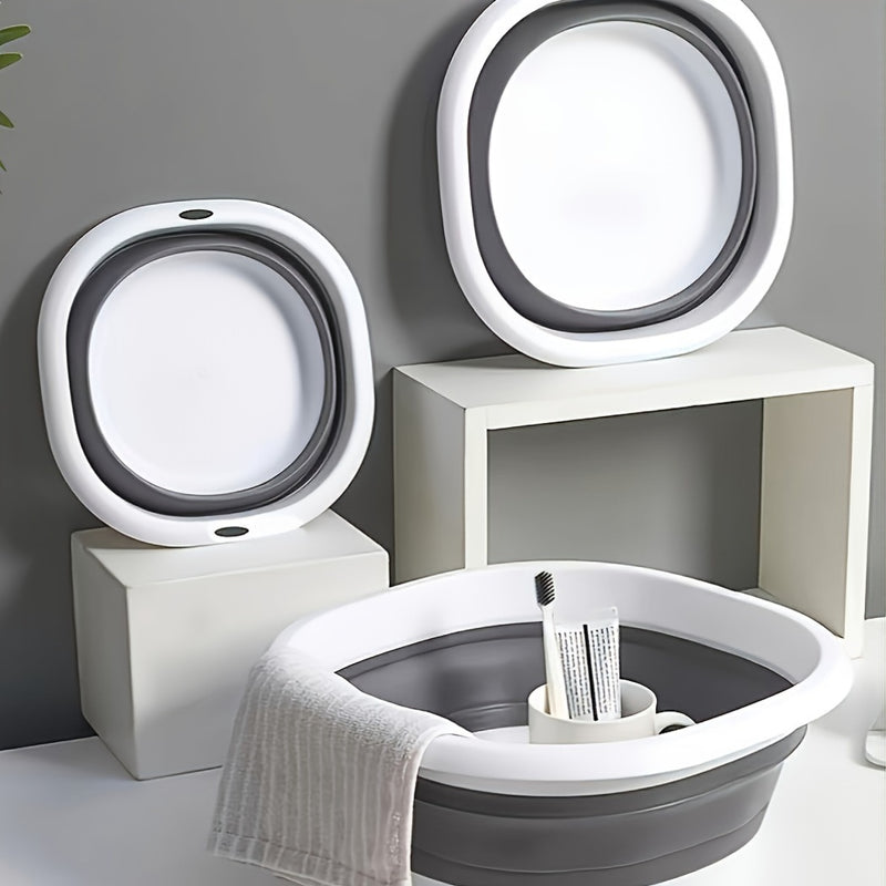 Baño grande plegable de doble tono portátil - Plástico grueso, ideal para uso doméstico - Lavado de caras, verduras y ropa, bañera para remojar los pies