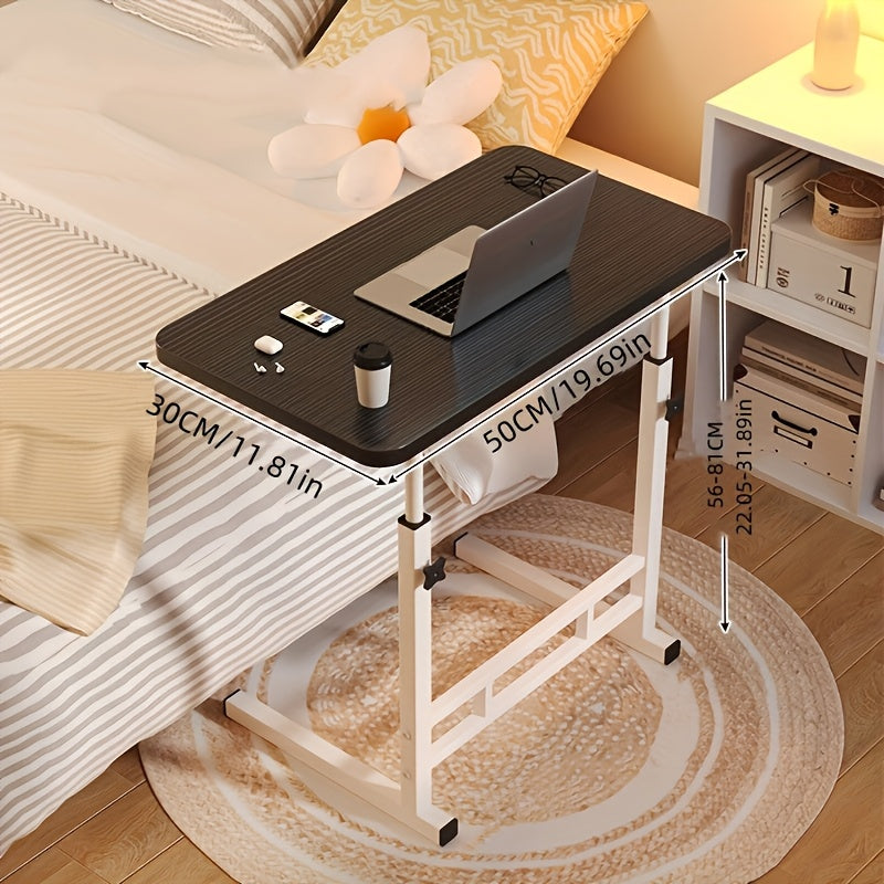 1pc Escritorio de Estilo Retro con Altura Ajustable - Sin Ruedas, Fácil Montaje, Tablero de Madera Suave y Resistente para Dormitorio, Sala de Estar, Oficina, Uso Interior, Muebles Modernos para Dormitorio, Marco Metálico