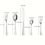 Juego de 30 piezas de vajilla de lujo, juego de cuchara, tenedor y cuchillo, elegante juego de cubiertos de acero inoxidable, juego de cubiertos de café, juego de cocina, juego de cubiertos plateados - Seguro para lavavajillas - Ideal para Navidad, Hallo