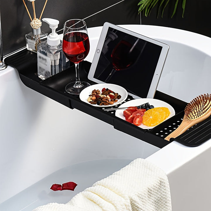 1pc Bandeja De Bañera, Estante De Baño Retráctil, Organizador De Baño Simple, Bandeja De Bañera De Plástico Multifuncional, Accesorios De Baño