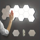 6-Pack de luces LED hexagonales de pared con control táctil, montaje DIY, iluminación blanca neutra de bajo consumo con luz nocturna táctil, material plástico, montaje en pared, iluminación hacia arriba, alimentación USB, no incluye batería.