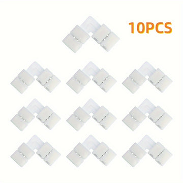 Conjunto de 5/10 piezas de Tiras LED sin Soldadura con Conector de Presión para Esquinas, Convertidor de Luz Monocromática Tipo Cinturón LT