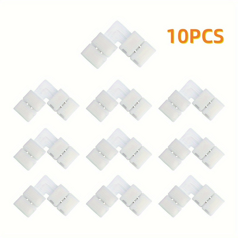 Conjunto de 5/10 piezas de Tiras LED sin Soldadura con Conector de Presión para Esquinas, Convertidor de Luz Monocromática Tipo Cinturón LT