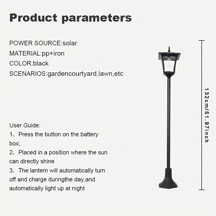 132.08 cm Farola Solar con Macetero, Lámpara de Calle Solar para Jardín, Senderos, Césped y Entrada Exterior (Cálido)