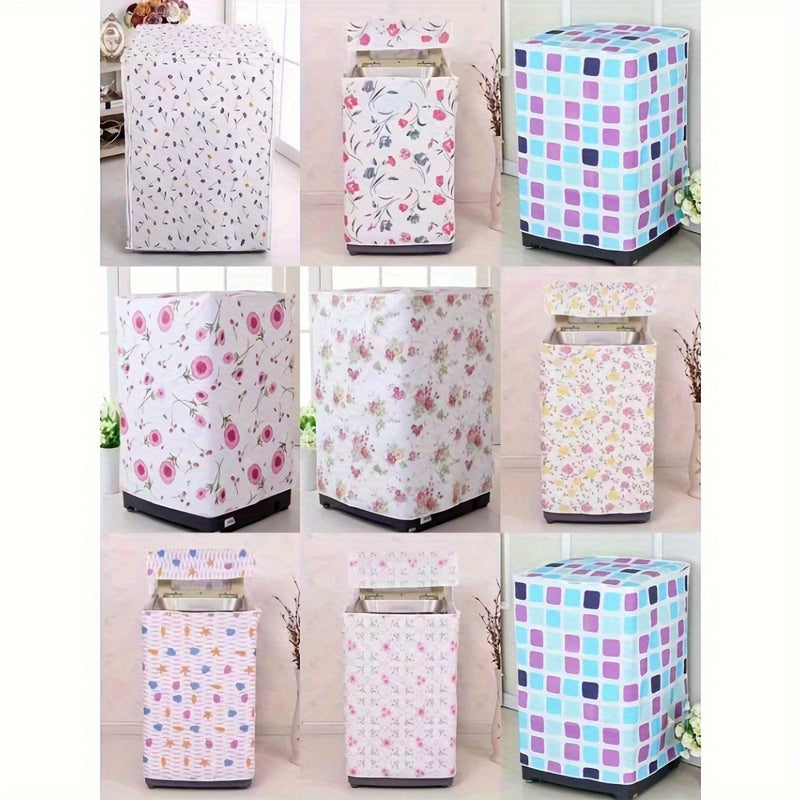 Reemplazo de Tapa Moderna para Lavadora con Estampado Floral - Blanco/Amarillo/Verde Azulado, Compatible con Lavadoras Frontales y Monobloque, Cubierta Duradera en PE - Antidesvanecimiento, Anti-polvo, Fácil Limpieza, Diseño Seguro para Lavadoras, Acceso
