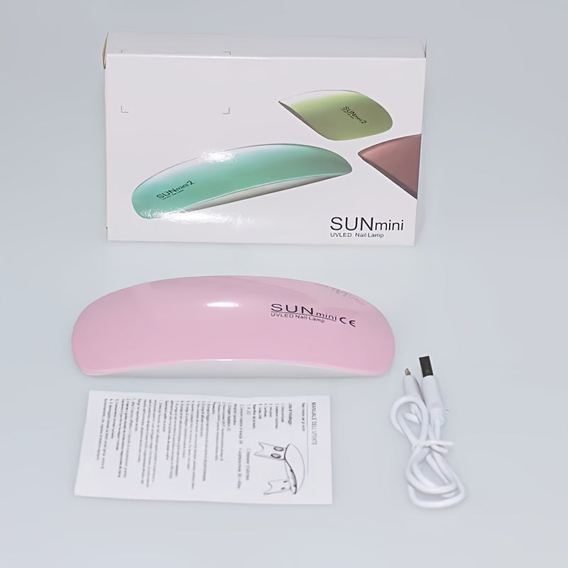 Lámpara de arte de uñas LED Sunmini - Secador de esmalte de uñas portátil con alimentación USB, dos velocidades, temporizador y intensidad de luz ajustable para manis, pedis y arte de uñas, herramientas de arte de uñas, diseño compacto, cuerpo de plástic