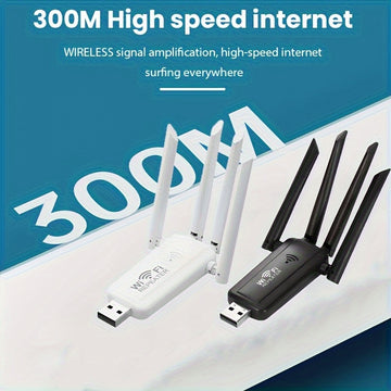 Repetidor WiFi de Alta Velocidad 300Mbps con 4 Antenas - Amplificador de Señal sin varillas para Mayor Alcance, Diseño Elegante en , Conexión Directa Super Rápida, Mejora tu Experiencia WiFi | Extensor WiFi USB