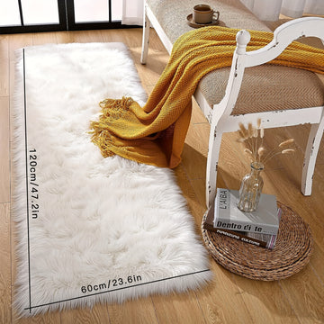 1 unidad de Alfombra de Pelo Sintético Cremoso-Blanco de Lujo - Material de Espuma Suave y Grueso, No se Despide y Duradero para el Salón, el Dormitorio y Más.
