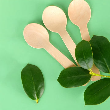 Pedido personalizado de 400 cucharas de madera desechables biodegradables y compostables de 3,9 pulgadas, hechas de madera de abedul de grado alimenticio, adecuadas para fiestas, bodas y acampadas.