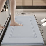 1pc Alfombra de baño de secado rápido UltraSoft, alfombra de baño antideslizante súper absorbente, lavable a máquina, pelo bajo, rectangular, patrón de rayas, poliéster con respaldo de PVC, alfombra de franela ligera