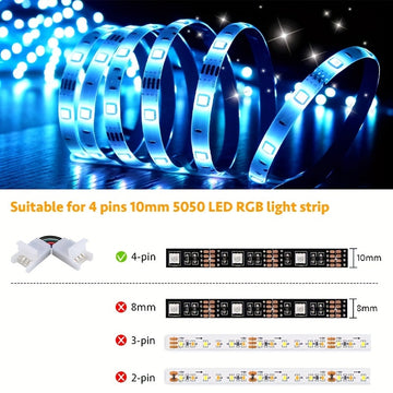 Conectores en L de Esquina Ajustables de 90 Grados de 4 Pines para Tiras de LED RGB 5050 de 10mm de Ancho Conexión sin Soldadura con Clip