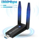 Tarjeta de Red Inalámbrica AC1300m USB para Win10, Tarjeta de Red sin Disco, Receptor y Transmisor WiFi, Conectividad Inalámbrica|Antenas Elegantes|Carcasa Duradera