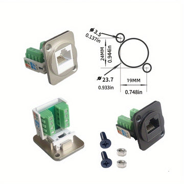 5 piezas de terminales de red Ethernet RJ45 tipo D con tornillos - Verde y negro, compatibles con SmartThings, no requiere batería, terminales de conexión de red | Terminales tipo D | Conexión segura