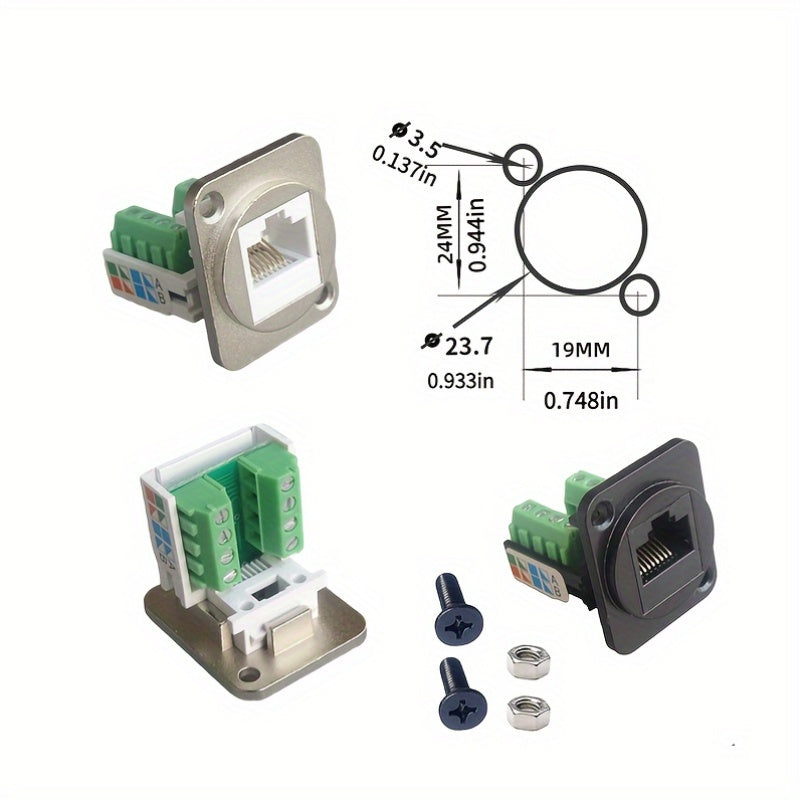 5 piezas de terminales de red Ethernet RJ45 tipo D con tornillos - Verde y negro, compatibles con SmartThings, no requiere batería, terminales de conexión de red | Terminales tipo D | Conexión segura