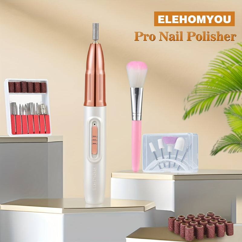 Kit Profesional de Taladro Eléctrico para Uñas Recargable y Portátil con Lima, Herramientas de Pulido para Manicura