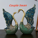 Par de Adornos de Resina de Cisnes para Sala de Estar, Mueble de TV, Mueble de Vinos, Decoración de Oficina, Artesanías Pintadas a Mano, Regalo de Cumpleaños, San Valentín, Boda