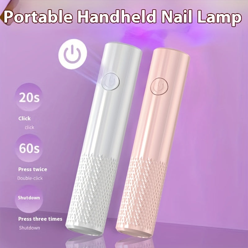 Lámpara de uñas LED portátil - Secador de gel de polichroma de secado rápido, luz de manicura recargable por USB, iluminador de dedos y dedos de mano, regalo de San Valentín, cuerpo cilíndrico de larga duración, concha de plástico duradera, herramienta l