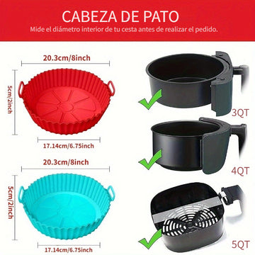 1pieza Estera de Silicona para Freidora de Aire - 8 Pulgadas Plegable, Reutilizable Bandeja de Horneado de Alta Temperatura con Asa, Ideal para Freír al Aire y Hornear, Esenciales para Hornear|Diseño Plegable|Construcción de Silicona, Bandeja de Horneado