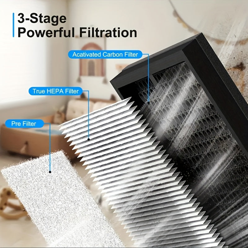 Filtros de purificador de aire de repuesto MORENTO, compatible con el filtro HEPA verdadero MR5866, para sistemas de purificación del aire para el hogar, reemplazo de filtro HEPA | Purificador de aire elegante | Marco de plástico duradero