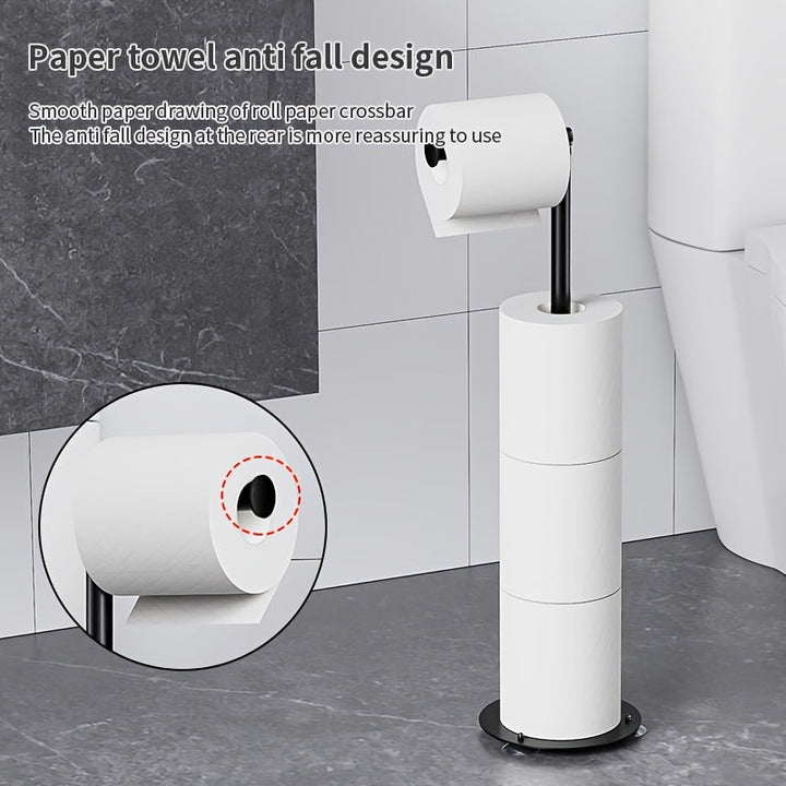 Soporte para papel higiénico de 4 rollos, organizador de baño plegable y autoadhesivo, construcción duradera de hierro para ahorrar espacio (blanco), almacenamiento de papel higiénico, acabado metálico elegante, soporte resistente