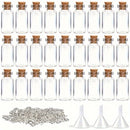 128 piezas de botellas flotantes, embudo ojo de cordero, vidrio, hierro, plástico, regalo creativo navideño miniatura, botella flotante con tapón de madera, colgante artesanal DIY