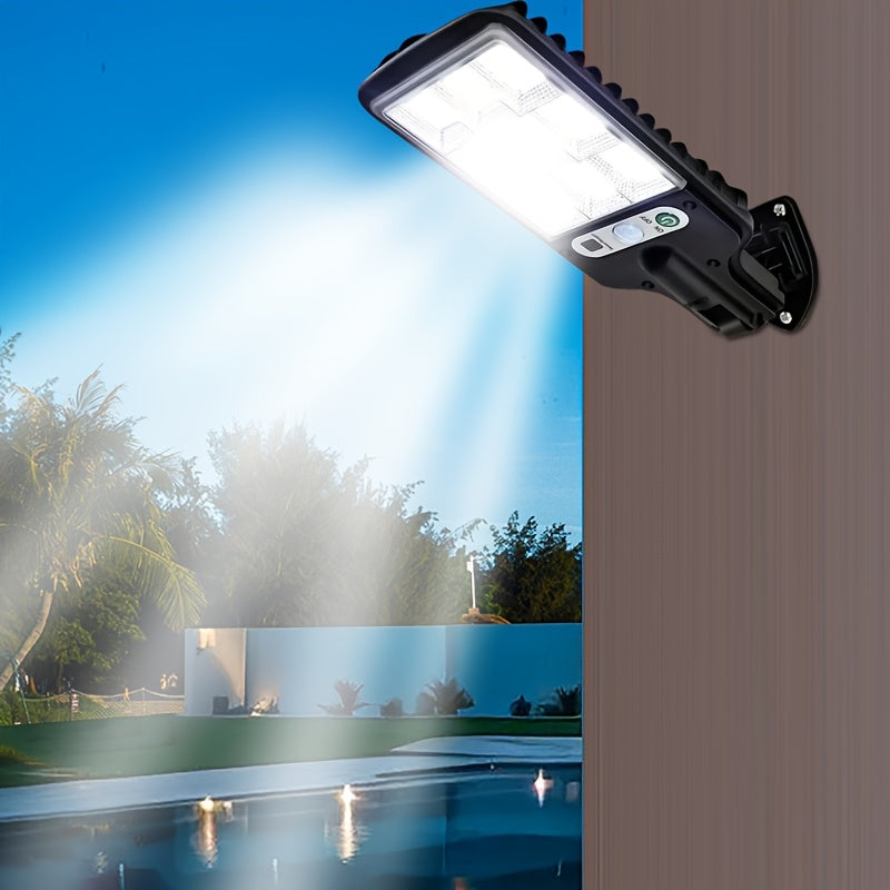 Linterna Solar LED con Sensor de Movimiento, 3 Modos de Iluminación, Ideal para Patio, Jardín, Calle, Valla y Áreas Exteriores, Carga por Panel Solar