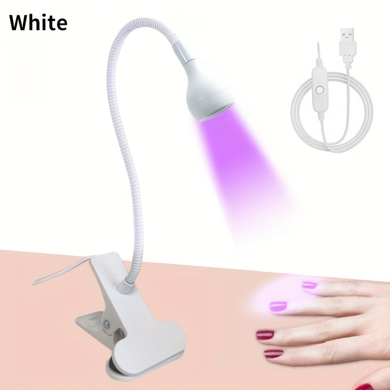 Lámpara de uñas LED alimentada por USB - Luz de curado morada con pinza ajustable, diseño compacto para manicura y pedicura, ideal para arte de uñas y uso en salón, lámpara de uñas para uñas, equipo de salón, herramienta de belleza elegante, lámpara de p