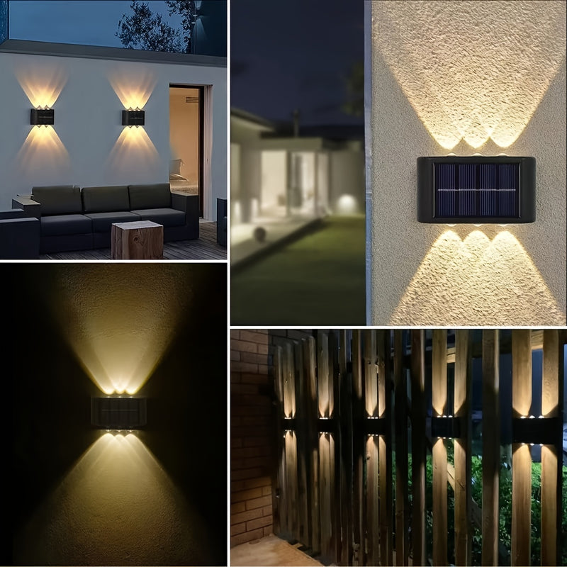 1 pieza/4 piezas de luz decorativa solar para jardín, iluminación de pared con proyector hacia arriba y abajo