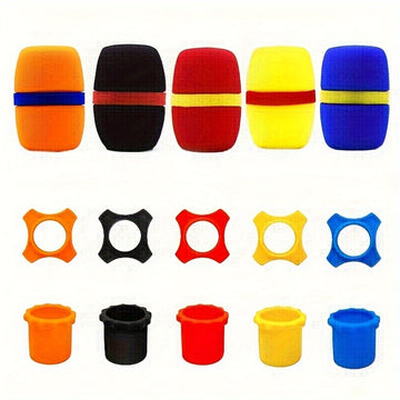 5/6 Juegos de Anillos Antideslizantes de Silicona para Micrófono con Cubierta Anticaída para la Cola y Cubiertas de Esponja para Micrófono, Adecuados para la Mayoría de Micrófonos de Mano