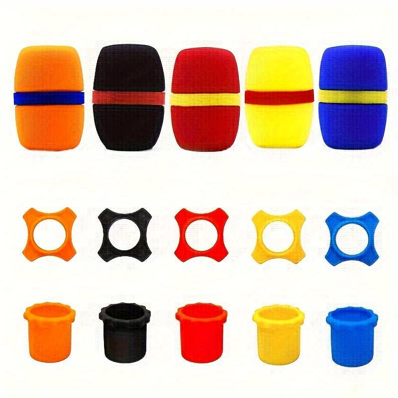 5/6 Juegos de Anillos Antideslizantes de Silicona para Micrófono con Cubierta Anticaída para la Cola y Cubiertas de Esponja para Micrófono, Adecuados para la Mayoría de Micrófonos de Mano