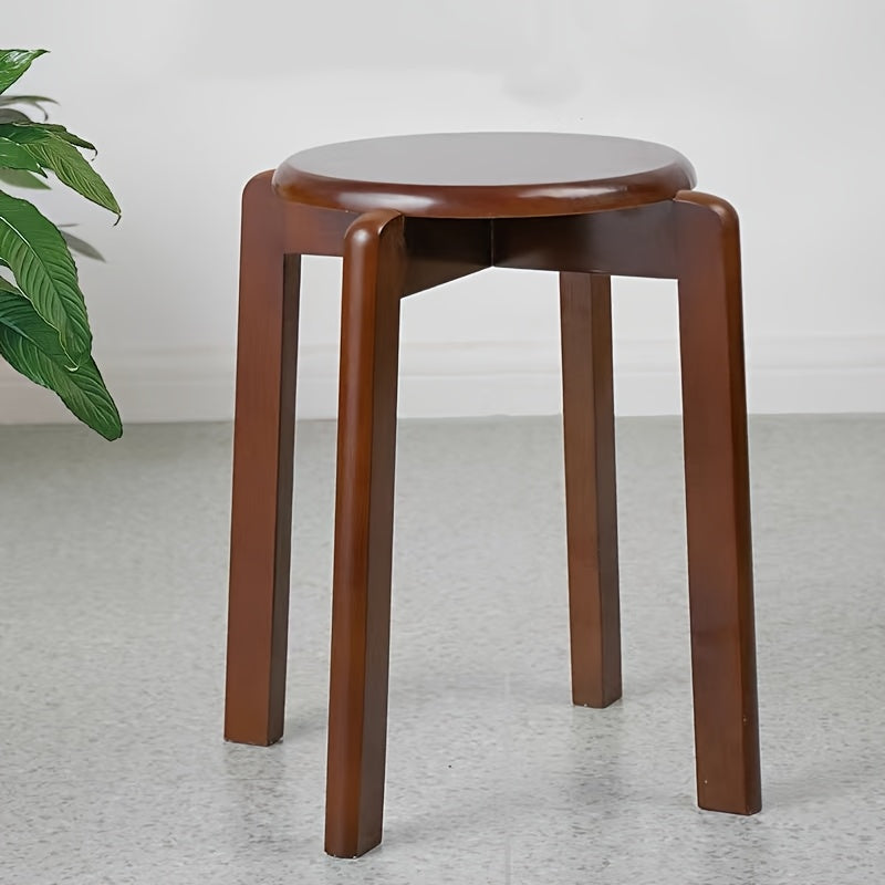 Taburete de madera con acabado de nogal elegante - Estilo vintage, apilable, estructura sólida, no requiere ensamblaje, ideal para mesas de comedor en casa y comerciales, diseño minimalista, resistente y duradero para uso en restaurantes o salones.