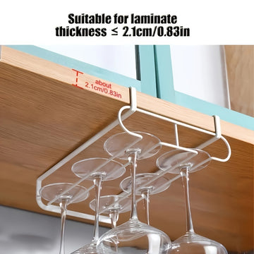 1pc Elegante Soporte para Copas de Vino de Doble Capa de Metal - Sin Taladro, Ahorra Espacio, Perfecto para Hogar, Restaurante, Hotel y Uso en Fiestas - Acabado Pintado Duradero, Ideal para Almacenamiento en Cocina y Bar