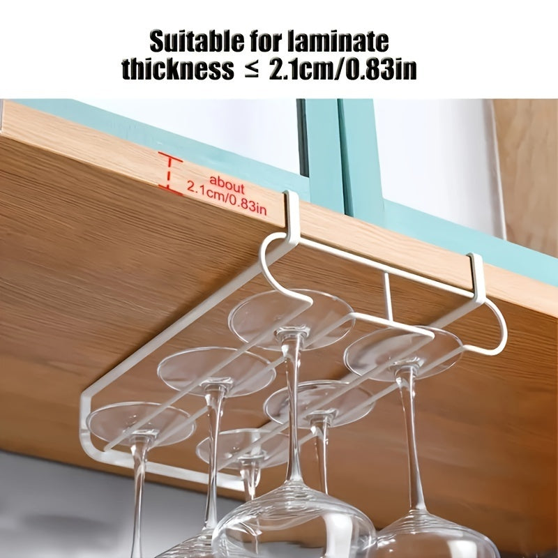 1pc Elegante Soporte para Copas de Vino de Doble Capa de Metal - Sin Taladro, Ahorra Espacio, Perfecto para Hogar, Restaurante, Hotel y Uso en Fiestas - Acabado Pintado Duradero, Ideal para Almacenamiento en Cocina y Bar