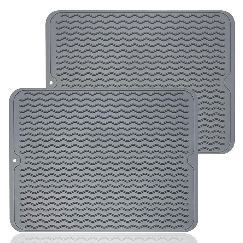 Almohadilla de drenaje grande para cocina de silicona con diseño ondulado, protector resistente al calor para encimera y estufa, tapete para secar platos, almohadilla de aislamiento térmico para ollas y sartenes, accesorio de cocina fácil de limpiar, pro