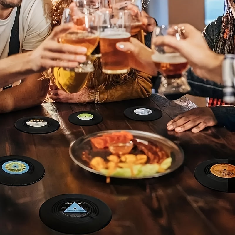 6 posavasos de vinilo, posavasos retro creativos con diseño de CD de rock americano, antideslizantes y aislantes, mantel individual para decoración de habitación