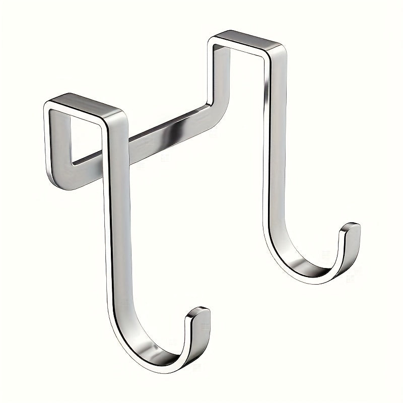 Gancho doble en acero inoxidable con forma de S, resistente al óxido, para colgar en pared, acabado pulido, solución de almacenamiento multifuncional para cocina y sala, estilo casual, ganchos para colgar