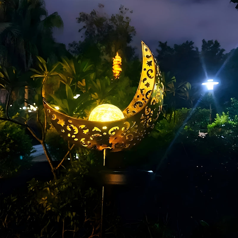 Luces Decorativas Solares para Jardín Adecuadas para Céspedes, Luces de Estaca Metálicas Impermeables para Patios y Senderos, Lámpara Ornamental de Metal con Vidrio Agrietado para Accesorios de Iluminación de Césped, Perfectas para Jardines y Exteriores