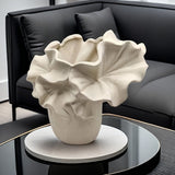 Jarrón Cerámico Bohemio Floral - Jarrón Decorativo en Forma de Campana Blanco para Sala, Dormitorio u Oficina - Decoración Elegante sin Baterías