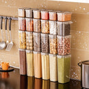 Juego de 16 piezas de recipientes para almacenar alimentos, con 8 frascos y 8 tapas, hecho de plástico libre de BPA, ideal para organizar la despensa, apilables y reutilizables
