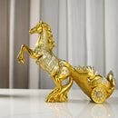 Elegante Caballo Dorado Soporte de Vino - Acabado Detallado de Encaústico, Decoración de Lujo Moderna para Barra de Casa o Sala de Estar, Portavasos de Vino, Decoración de Bar | Diseño de Caballo Elegante | Artesanía Detallada, Decoración de Caballo