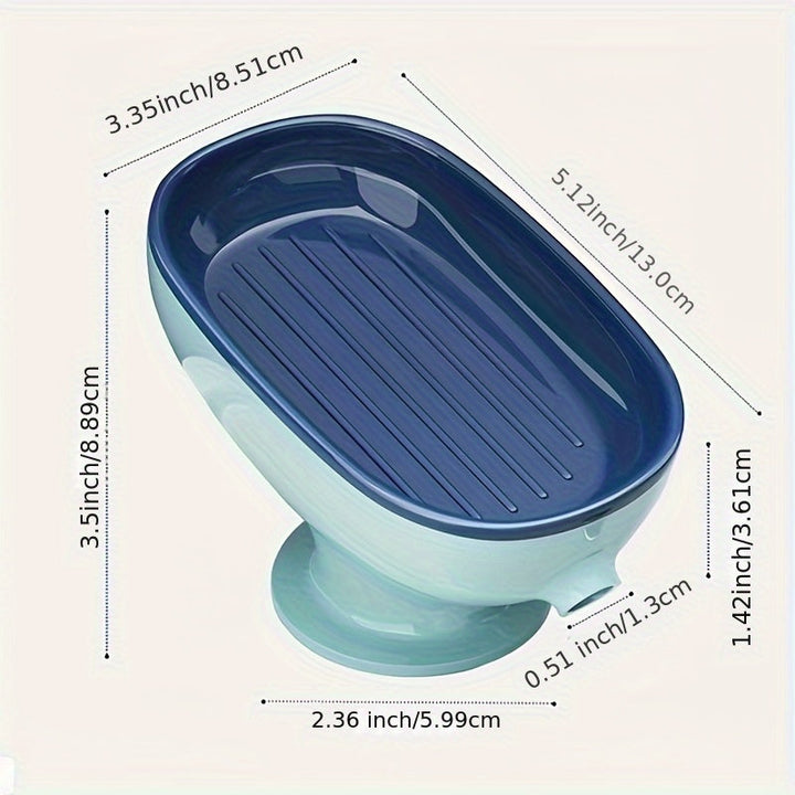 El recipiente de jabón cuenta con agujeros de drenaje y un diseño de succión para uso en el hogar, evitando la acumulación de agua. Es una adición minimalista y creativamente lujosa para baños.