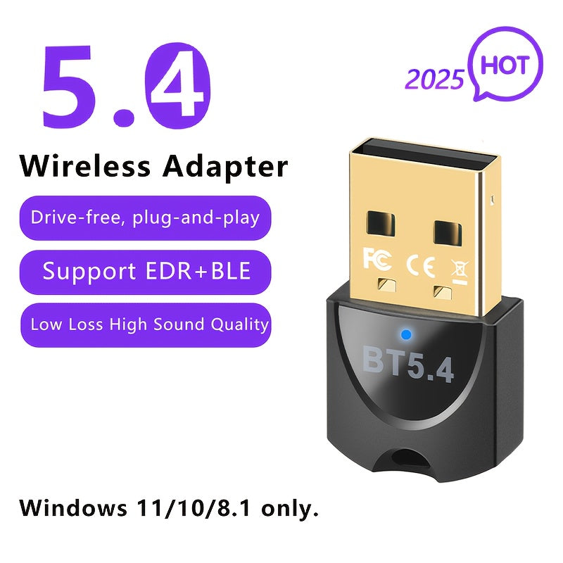 Adaptador de red inalámbrica USB 5.4, receptor de dongle inalámbrico USB, para computadoras/auriculares/teclado/ratón altavoces y muchos otros dispositivos, alimentado por USB, enchufar y usar, inalámbrico, sin controladores, externo