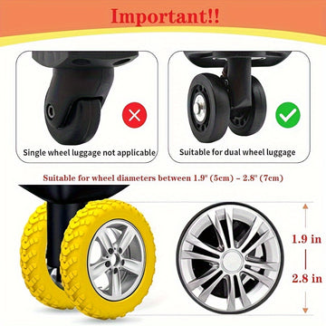 Protector de ruedas de equipaje de 8 piezas, cubiertas anti-desgaste y reducción de ruido para maletas, compatibles con conjuntos de ruedas giratorias de 8 piezas, carcasa híbrida duradera, marco de aluminio, cerradura de combinación - No requiere lavado