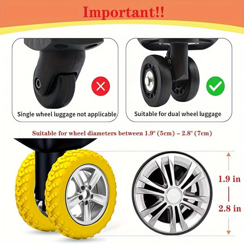 Protector de ruedas de equipaje de 8 piezas, cubiertas anti-desgaste y reducción de ruido para maletas, compatibles con conjuntos de ruedas giratorias de 8 piezas, carcasa híbrida duradera, marco de aluminio, cerradura de combinación - No requiere lavado