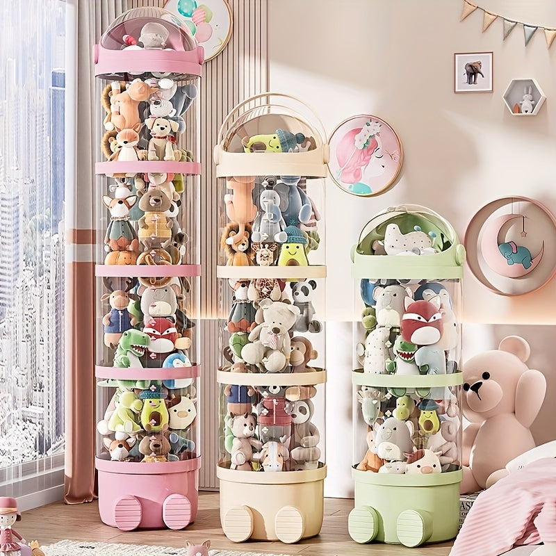 1pc Caja de Almacenamiento Transparente Multicapa para Peluches y Muñecas, Organizador Claro