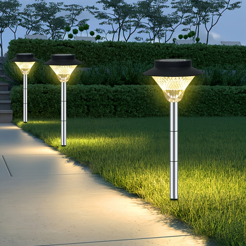 1 pieza de luz solar para exteriores de césped, forma de sombrero, luz de paisaje, acero inoxidable, cálido/blanco 39LED, luz de jardín, luz decorativa solar, adecuada para patio, jardín, patio, sendero, luces de pared, luces de columna, decoración de pa