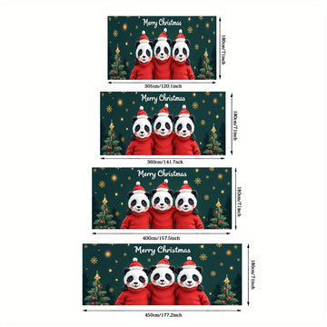 Banner de puerta 2D, 1 unidad, Decoración navideña Panda y Oso Navideño, Poliéster, Ideal para decoraciones de Navidad, fiestas hawaianas, bodas, fondos de habitación o jardín exterior