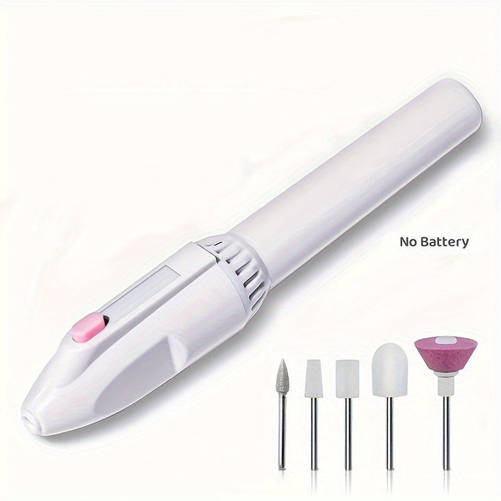 Amoladora de Uñas 5-en-1 con Batería y Cinco Cabezales de Molienda para Manicura y Arte de Uñas DIY
