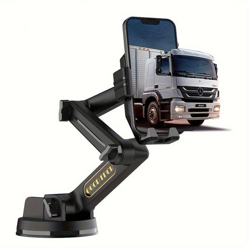 Soporte para Teléfono de Camión con Ventosa de Alta Resistencia, Brazo Compacto de 26.16 cm, Estable, Compatible con iPhone y Samsung, Gris, Semi-Permanente