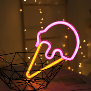 1 unidad de luces LED en forma de cono de helado rosa dorado, operadas por USB y baterías: decoración novedosa y elegante para bares en casa, fiestas y ventanas. Ideal para agregar un brillo festivo en Navidad, San Valentín o cualquier ocasión especial